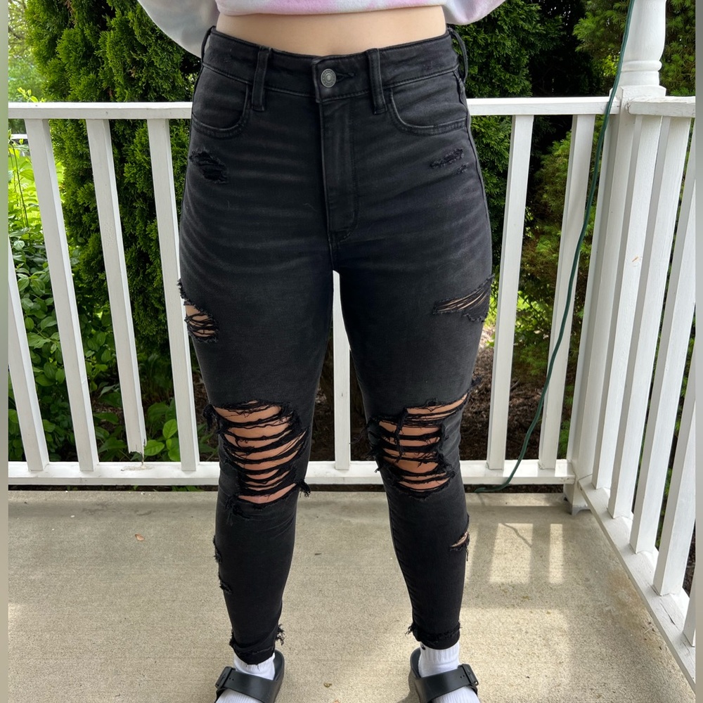 American Eagle Outfitters Distressed Black Skinny Jeans